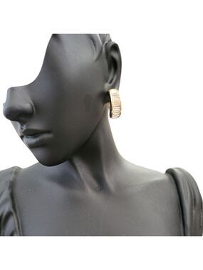 VINTAGE 80s Gold Plated Stacked Cubic Zirconia Earrings